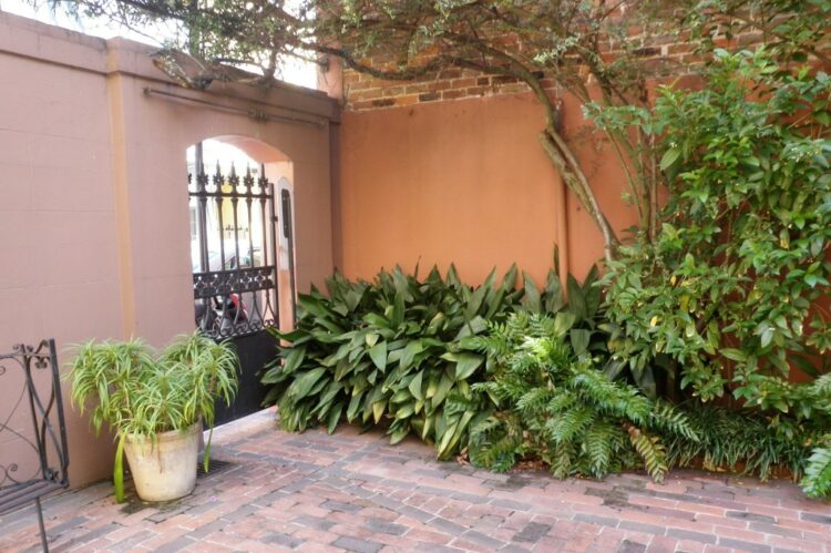 brick paved courtyard