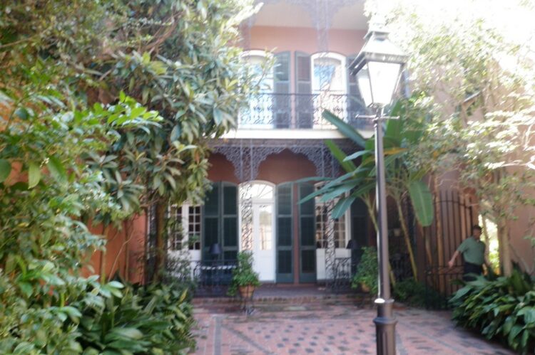 brick paved courtyard