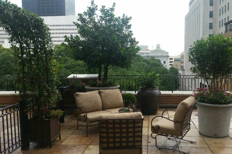 penthouse rooftop garden overlooking St. Charles Ave.